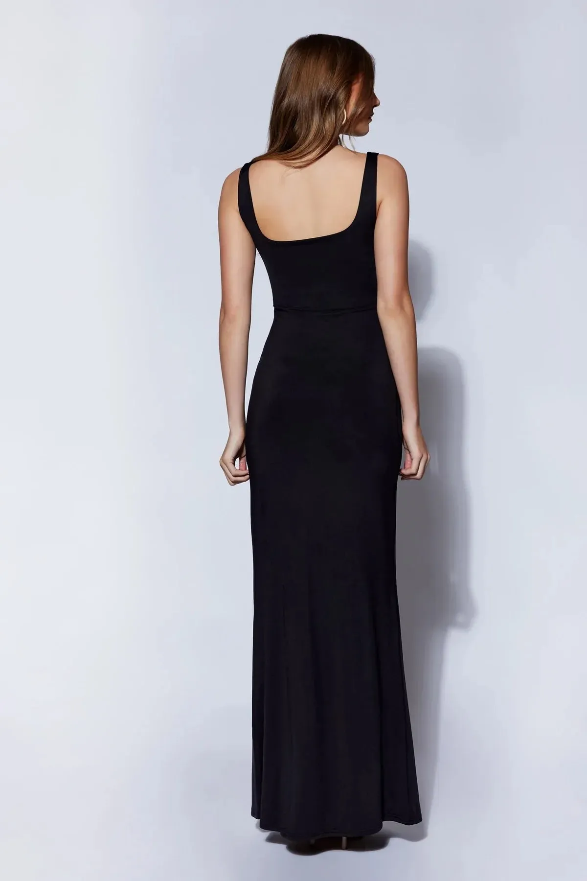 Callie Fishtail Maxi Black Dress
