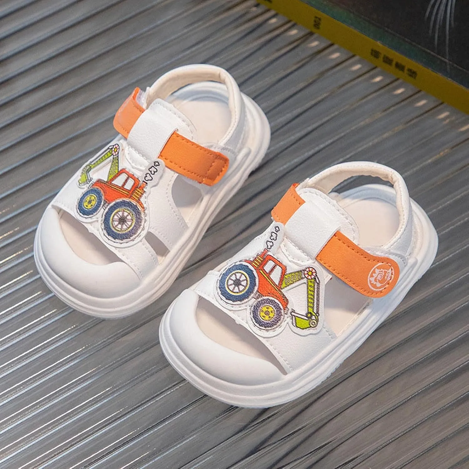 Infant Toddler Car Sandals Closed Toe Soft Sole First Walking Shoes Summer Lightweight Breathable Anti Slip Sneakers