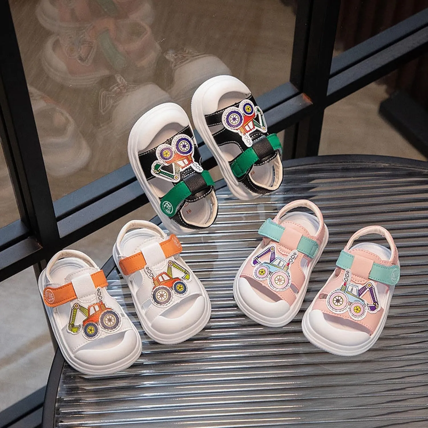 Infant Toddler Car Sandals Closed Toe Soft Sole First Walking Shoes Summer Lightweight Breathable Anti Slip Sneakers