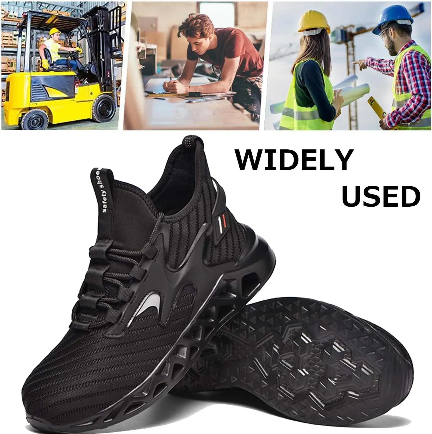 MandyQ Steel Toe Boots for Men Women Lightweight Work Shoes Breathable Slip Resistant Construction High top Safety Boots