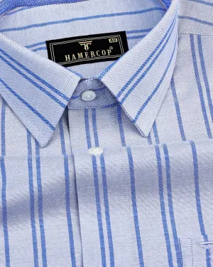 Porto Gray With Blue Stripe Oxford Cotton Formal Shirt