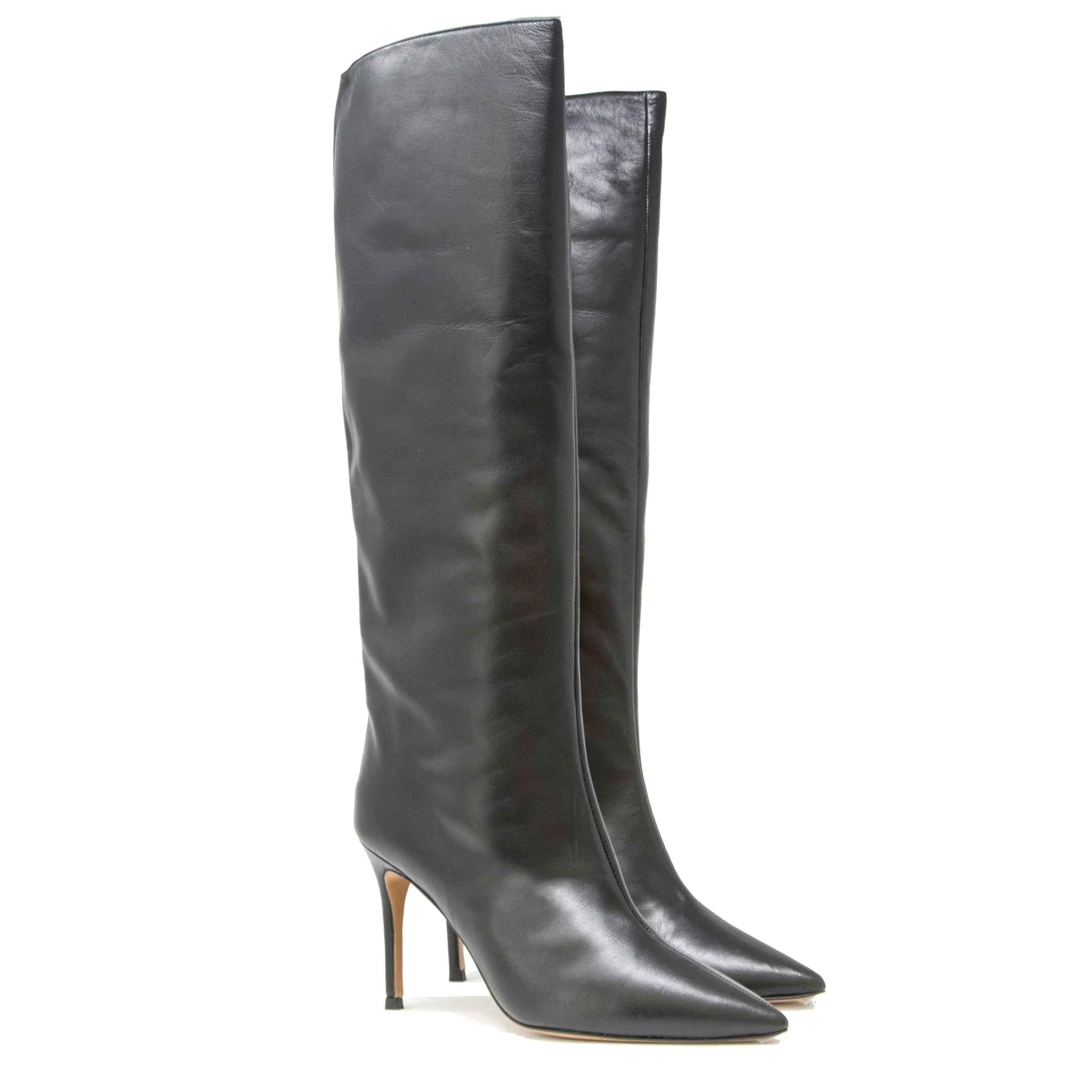 Pura Lopez Nappa Black Leather Tall Boots
