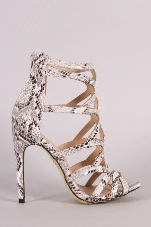 Python Strappy Caged Stiletto Heel