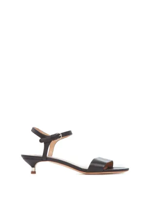 Soraya Low Heel Sandal in Black Leather