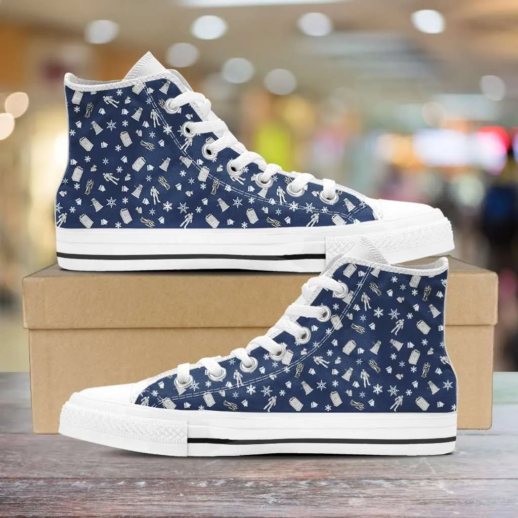 Timey Wimey Christmas All Over Print Canvas High Top Shoes