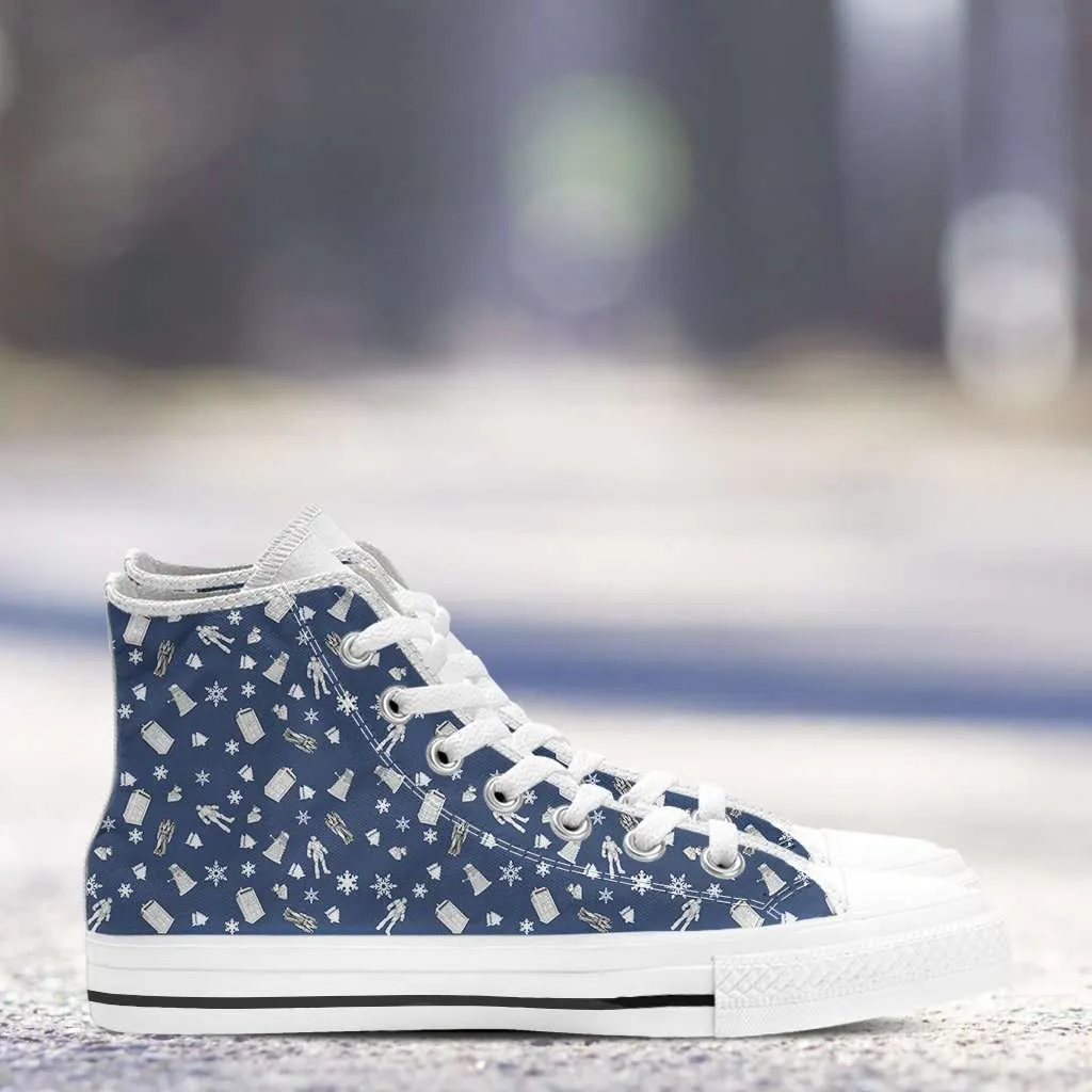 Timey Wimey Christmas All Over Print Canvas High Top Shoes