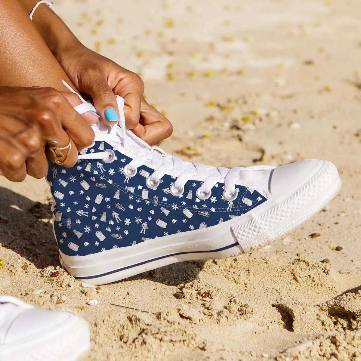 Timey Wimey Christmas All Over Print Canvas High Top Shoes