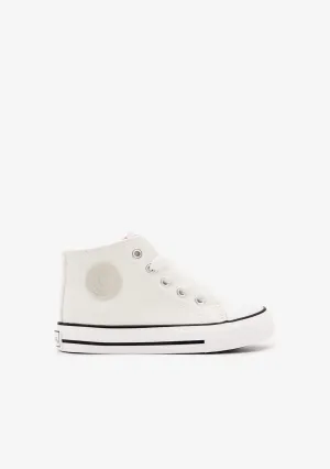 White Patent Leather High Top Sneakers