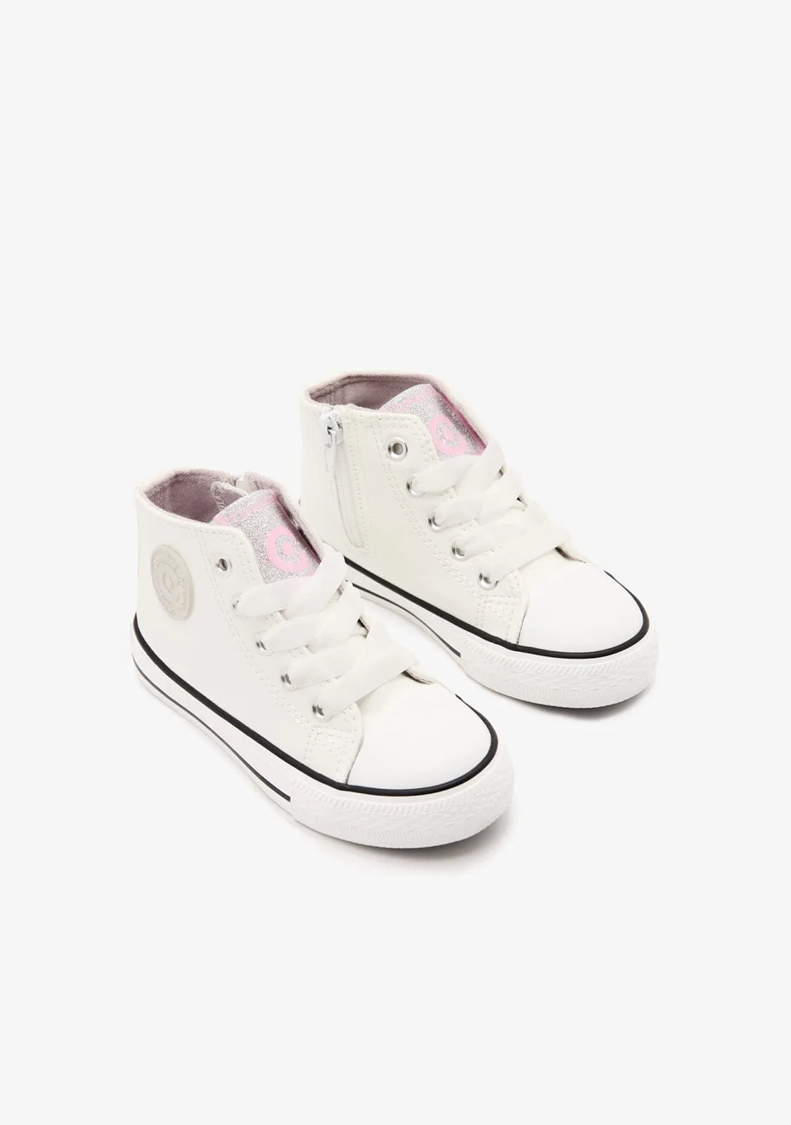 White Patent Leather High Top Sneakers