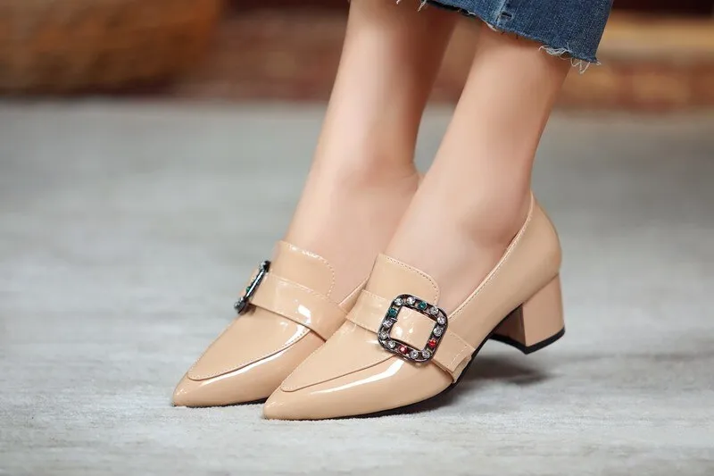 xiangtuibao Elegant Medium Heels Pumps Woman New  Nude Green Black Sexy Pointed Toe Ladies Party Office Wedding Shoes Large Size 44 45