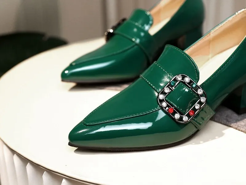 xiangtuibao Elegant Medium Heels Pumps Woman New  Nude Green Black Sexy Pointed Toe Ladies Party Office Wedding Shoes Large Size 44 45